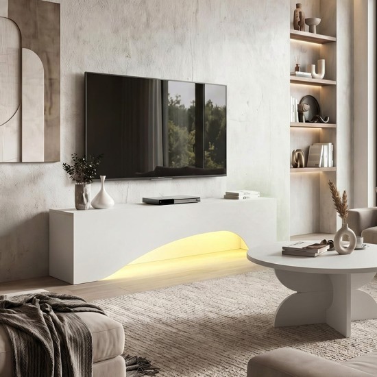 Έπιπλο τηλεόρασης Mara  με LED χρώμα λευκό 150x31,4x40εκ.