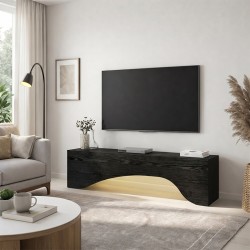 Έπιπλο τηλεόρασης Mara  με LED χρώμα sencron black 150x31,4x40εκ.