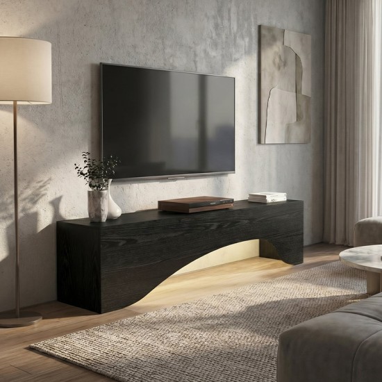 Έπιπλο τηλεόρασης Mara  με LED χρώμα sencron black 150x31,4x40εκ.