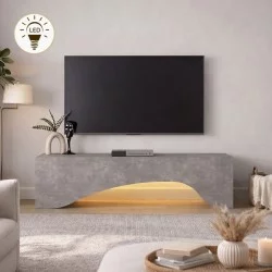 Έπιπλο τηλεόρασης Mara  με LED χρώμα γκρι σκυροδέματος 150x31,4x40εκ.