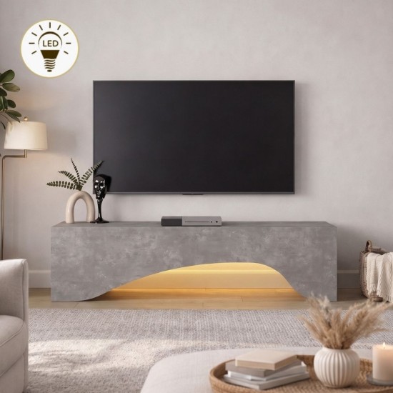 Έπιπλο τηλεόρασης Mara  με LED χρώμα γκρι σκυροδέματος 150x31,4x40εκ.