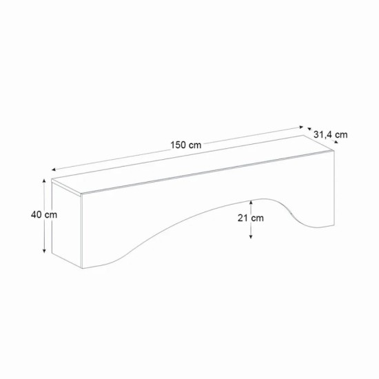 Έπιπλο τηλεόρασης Mara  με LED χρώμα sandstone 150x31,4x40εκ.