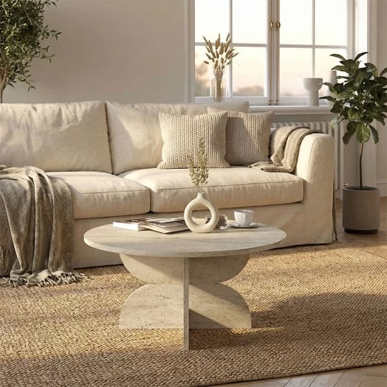 Τραπεζάκι σαλονιού Mara  χρώμα travertine Ø75x36,8εκ.