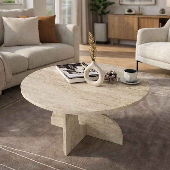 Τραπεζάκι σαλονιού Mara  χρώμα travertine Ø75x36,8εκ.