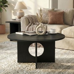 Τραπεζάκι σαλονιού Mara  χρώμα sencron black Ø75x36,8εκ.