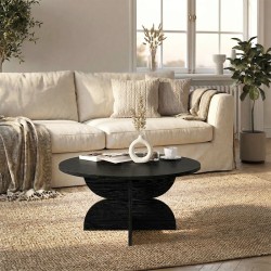 Τραπεζάκι σαλονιού Mara  χρώμα sencron black Ø75x36,8εκ.