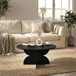 Τραπεζάκι σαλονιού Mara  χρώμα sencron black Ø75x36,8εκ.