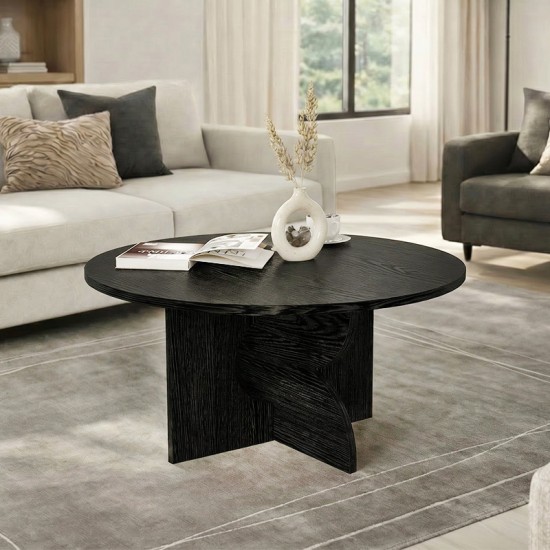Τραπεζάκι σαλονιού Mara  χρώμα sencron black Ø75x36,8εκ.