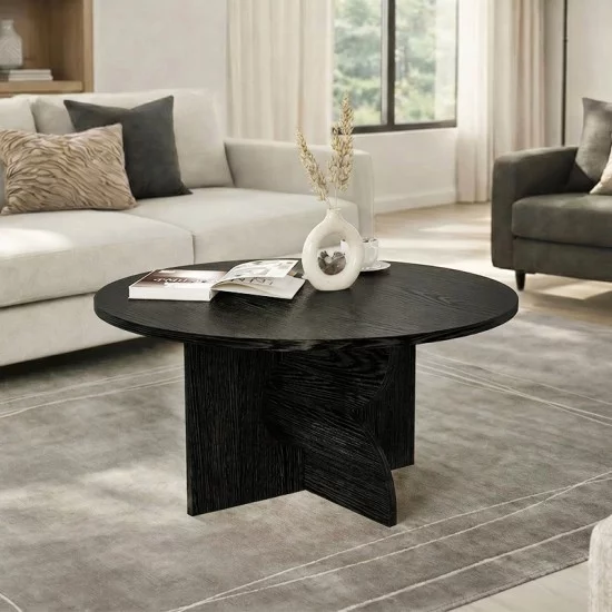 Τραπεζάκι σαλονιού Mara  χρώμα sencron black Ø75x36,8εκ.