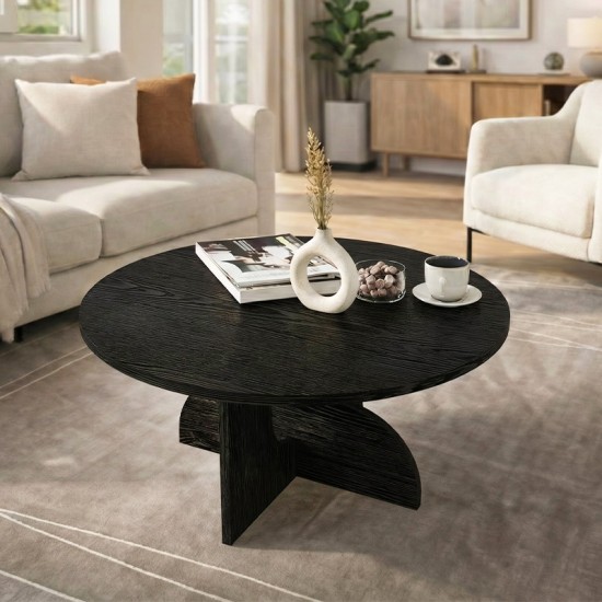 Τραπεζάκι σαλονιού Mara  χρώμα sencron black Ø75x36,8εκ.