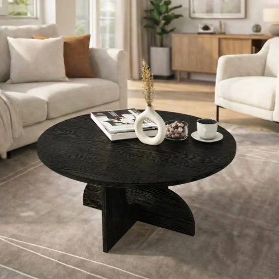 Τραπεζάκι σαλονιού Mara  χρώμα sencron black Ø75x36,8εκ.