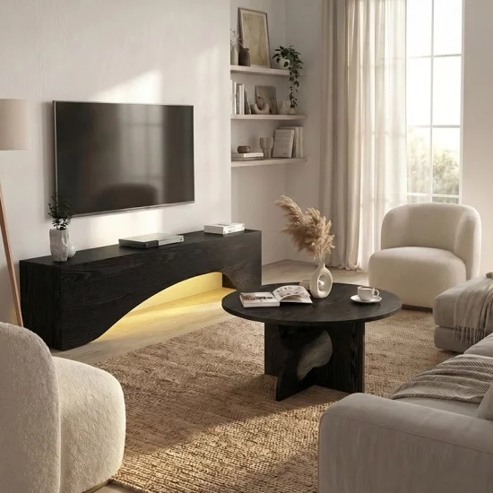 Τραπεζάκι σαλονιού Mara  χρώμα sencron black Ø75x36,8εκ.