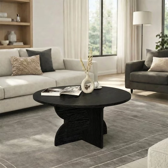 Τραπεζάκι σαλονιού Mara  χρώμα sencron black Ø75x36,8εκ.