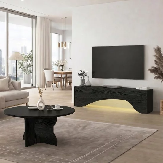 Τραπεζάκι σαλονιού Mara  χρώμα sencron black Ø75x36,8εκ.