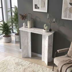 Κονσόλα Mara  χρώμα λευκό εφέ μαρμάρου 90x29,6x91,8εκ.