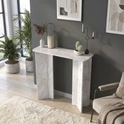 Κονσόλα Mara  χρώμα λευκό εφέ μαρμάρου 90x29,6x91,8εκ.