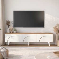 Έπιπλο τηλεόρασης Bono  χρώμα λευκό - sepet oak 150x32,3x42,1εκ.