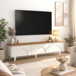 Έπιπλο τηλεόρασης Bono  χρώμα λευκό - sepet oak 150x32,3x42,1εκ.