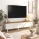 Έπιπλο τηλεόρασης Bono  χρώμα λευκό - sepet oak 150x32,3x42,1εκ.