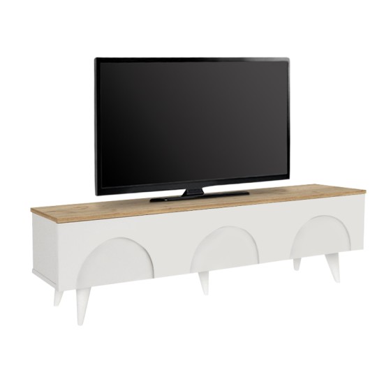 Έπιπλο τηλεόρασης Bono  χρώμα λευκό - sepet oak 150x32,3x42,1εκ.