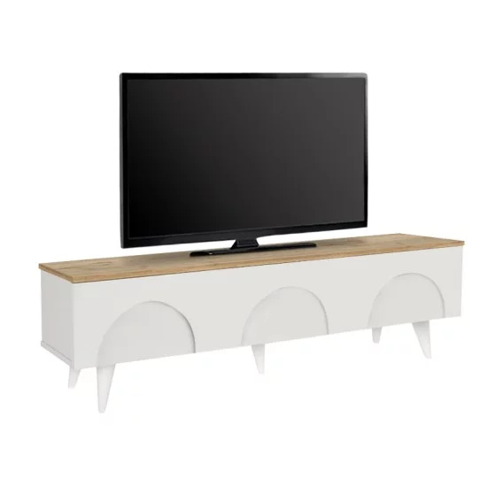 Έπιπλο τηλεόρασης Bono  χρώμα λευκό - sepet oak 150x32,3x42,1εκ.