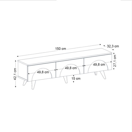 Έπιπλο τηλεόρασης Bono  χρώμα λευκό - sepet oak 150x32,3x42,1εκ.