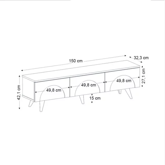 Έπιπλο τηλεόρασης Bono  χρώμα λευκό - sepet oak 150x32,3x42,1εκ.