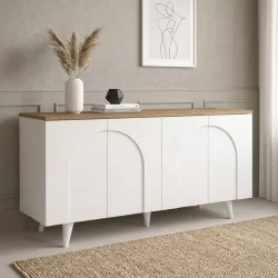Μπουφές Bono  χρώμα λευκό - sepet oak 150x45x74,6εκ.