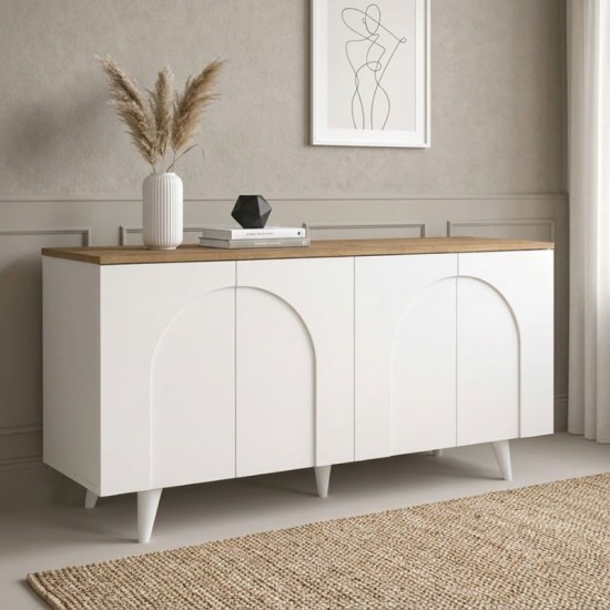 Μπουφές Bono  χρώμα λευκό - sepet oak 150x45x74,6εκ.