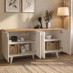 Μπουφές Bono  χρώμα λευκό - sepet oak 150x45x74,6εκ.