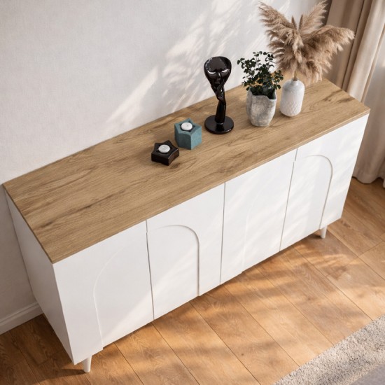 Μπουφές Bono  χρώμα λευκό - sepet oak 150x45x74,6εκ.