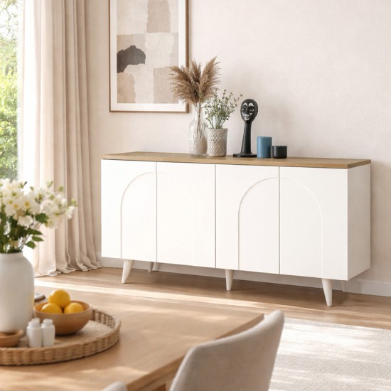 Μπουφές Bono  χρώμα λευκό - sepet oak 150x45x74,6εκ.