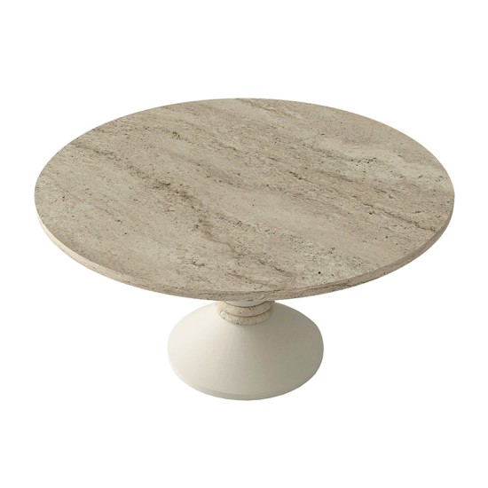 Τραπεζάκι σαλονιού Lepper  χρώμα travertine - sandstone Ø75x39,8εκ.