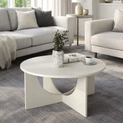 Τραπεζάκι σαλονιού Lemmar  χρώμα sandstone Ø75x36,8εκ.
