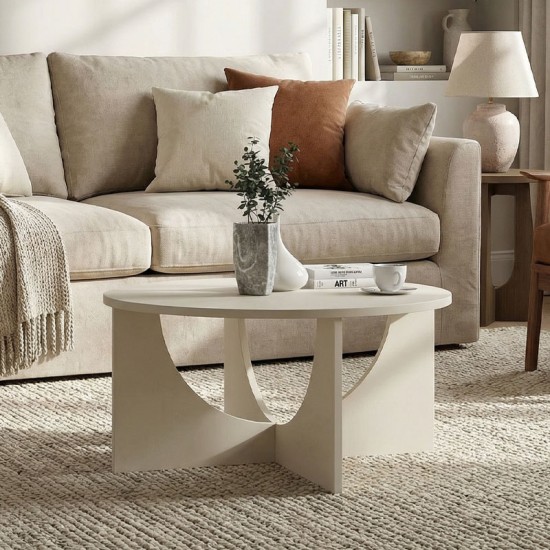 Τραπεζάκι σαλονιού Lemmar  χρώμα sandstone Ø75x36,8εκ.