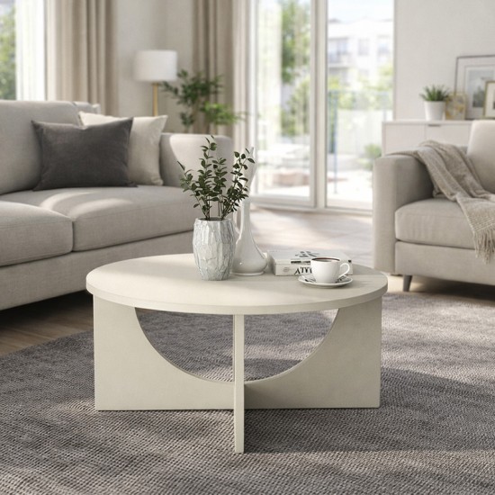 Τραπεζάκι σαλονιού Lemmar  χρώμα sandstone Ø75x36,8εκ.