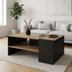 Τραπεζάκι σαλονιού Izia  χρώμα sapphire oak - ανθρακί 110x60x45εκ.