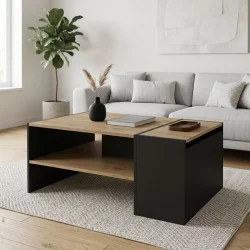 Τραπεζάκι σαλονιού Izia  χρώμα sapphire oak - ανθρακί 110x60x45εκ.