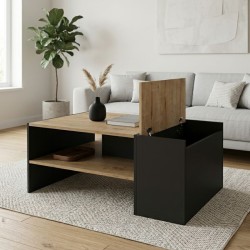 Τραπεζάκι σαλονιού Izia  χρώμα sapphire oak - ανθρακί 110x60x45εκ.