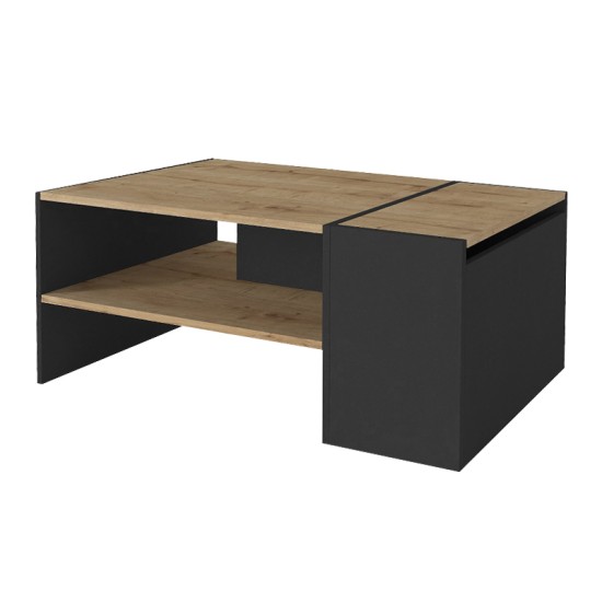 Τραπεζάκι σαλονιού Izia  χρώμα sapphire oak - ανθρακί 110x60x45εκ.