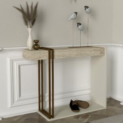 Κονσόλα Desca  χρώμα travertine - sandstone - χρυσό 91,8x29,6x74,2εκ.