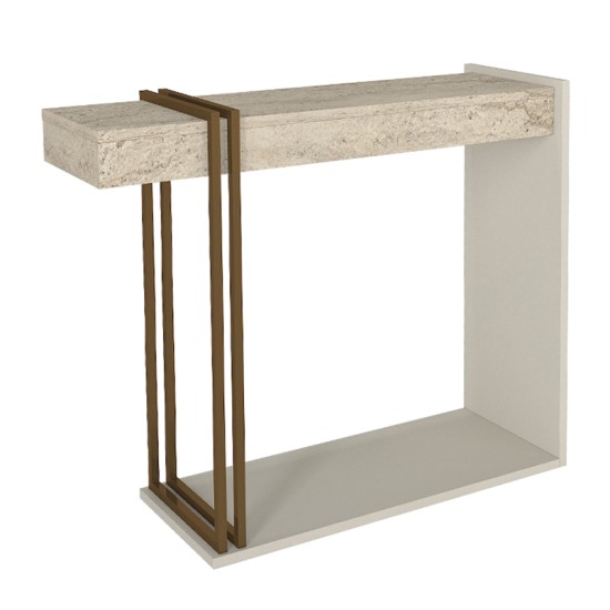 Κονσόλα Desca  χρώμα travertine - sandstone - χρυσό 91,8x29,6x74,2εκ.