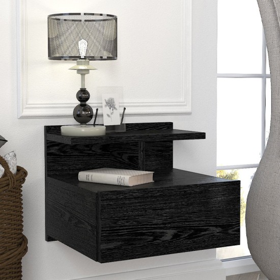 Κομοδίνο επιτοίχιο Mislina  χρώμα sencron black 40x33,2x32εκ.