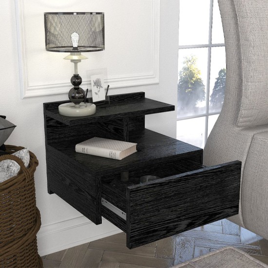 Κομοδίνο επιτοίχιο Mislina  χρώμα sencron black 40x33,2x32εκ.