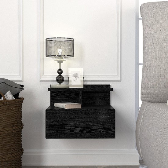 Κομοδίνο επιτοίχιο Mislina  χρώμα sencron black 40x33,2x32εκ.