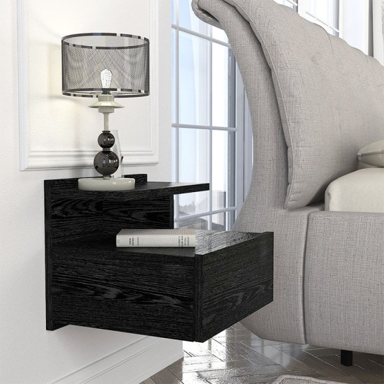 Κομοδίνο επιτοίχιο Mislina  χρώμα sencron black 40x33,2x32εκ.