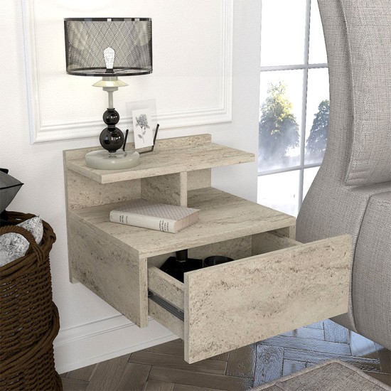 Κομοδίνο επιτοίχιο Mislina  χρώμα travertine 40x33,2x32εκ.