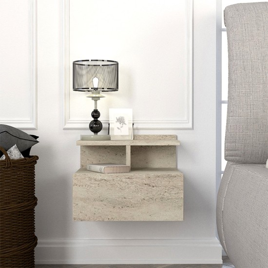 Κομοδίνο επιτοίχιο Mislina  χρώμα travertine 40x33,2x32εκ.
