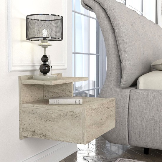 Κομοδίνο επιτοίχιο Mislina  χρώμα travertine 40x33,2x32εκ.