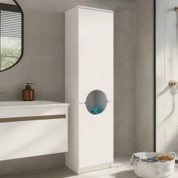 Ντουλάπι με καλάθι απλύτων Verga  χρώμα λευκό 45x40x180εκ.